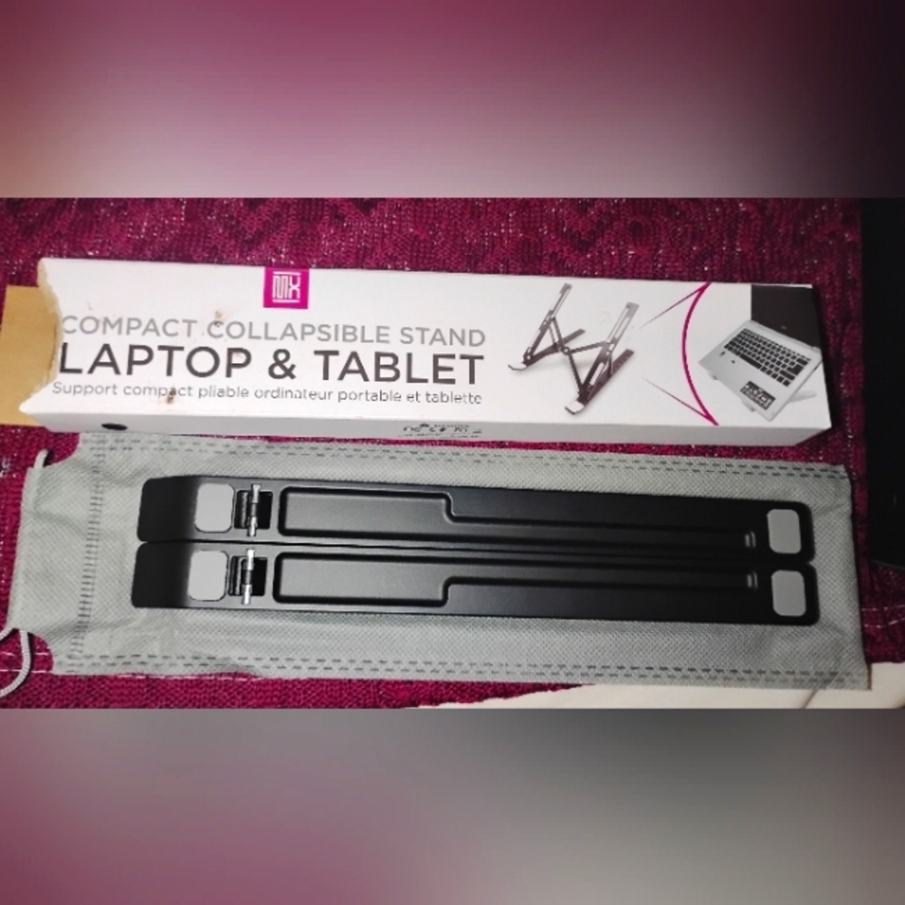 Black Compact Collapsible Stand for Laptop & Tablet NEW, JUST BOX OPENED